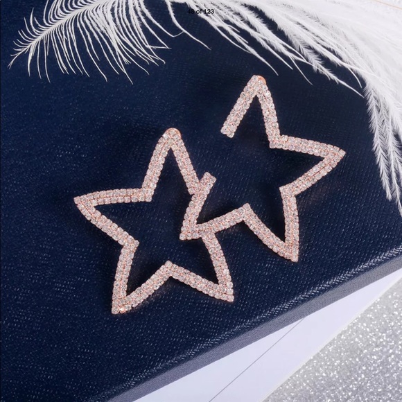 14k Rose Gold Plated Star Fashion Earrings - Picture 2 of 3